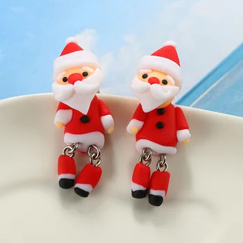 Mielas 3D Animacinių filmų Kalėdų Santa Claus Pingvinas Sniego Auskarai Rankų darbo Polimero Molio Auskarai Brincos Moterų Papuošalai