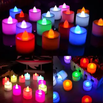 1 VNT Spalvotų Kūrybos LED Žvakė Spalvotų Lempų Modeliavimas Spalvos Liepsna Arbata Šviesos Namuose Vestuvių, Gimtadienio Apdaila