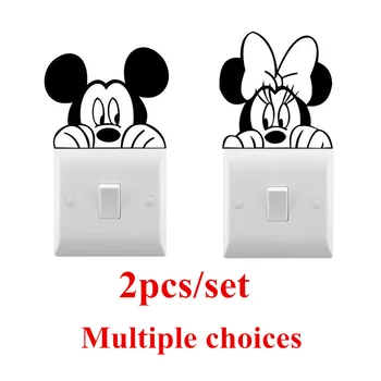 Disney Mickey Minnie Mouse Vinilo Sienos Lipdukas Mielas Šviesos Jungiklis Lipdukas Namų Dekoro Priedai Gyvenimo Kambario, Miegamasis