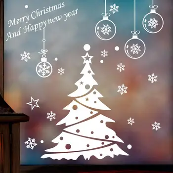 Kalėdų medžio apdaila stiklo siena lipdukas sienos lipdukai festivalis namų dekoro laimingų naujųjų metų tapetai, lipdukai