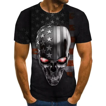 Punk vyriški marškinėliai vyriški Grim Reaper 3DT-Marškinėliai Kaukolės Modelis T-Shirts Vasaros Populiarus Mados O-Kaklo Viršų Didelio Dydžio Streetwear