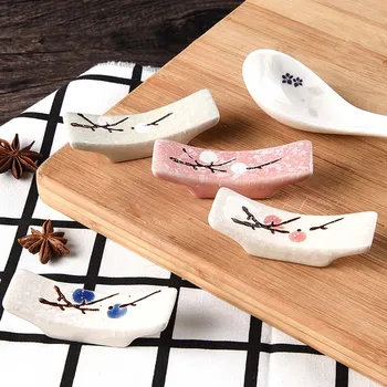 1 vnt Japonų Stiliaus Keramikos Snaigės Dizaino Lazdelės Laikiklis Šaukštas Šakutė Lazdelėmis Poilsio Stovėti Virtuvės Įrankiai, Stalo reikmenys