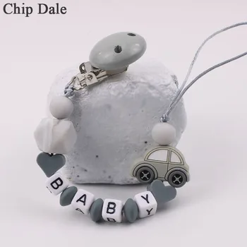 Chip Dale Asmeninį Pavadinimas Medienos Kūdikio Žindukas Įrašus Silikono Automobilių Žindukas Grandinės Laikiklis Baby Shower Dovana