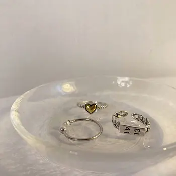 XIYANIKE 925 Sterlingas Sidabro korėjos INS Meilė Širdies Skaitmeninis Pearl Atidaryti Žiedas Moterų Šviesos Prabangus, Unikalaus Dizaino Mados Juvelyrika