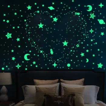 3D Burbulas Šviesos, Žvaigždės, Mėnulis Taškų Siena Lipdukas, Vaikų Kambario, Miegamojo Namų Puošybai Švyti Tamsoje 
