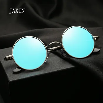 JAXIN Poliarizuota Apvalūs Akiniai nuo saulės Vyrams klasikiniai laukinių Juodi akiniai nuo saulės G. asmenybės mados metalo rėmas veidrodis lauko goggl UV400