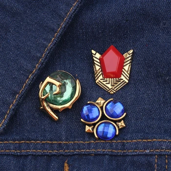 Karšto Žaidimas Mados Legenda apie Zelda Triforce Hylian sagės mėlyna žalia kristalų pin madinga žavesio Drabužiai ir Aksesuarai, papuošalai