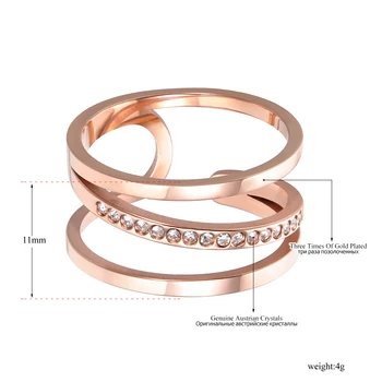 Lokaer Naujausias Dizaino Titano Plieno Žiedai Prabanga Rose Aukso Spalvos Mikro Nutiesti AAA Kubinis Cirkonis Vestuvių Žiedas Moterims R17139