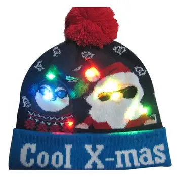 2020 19 Dizaino LED Kalėdų Skrybėlę Megztinis megztas Beanie Kalėdų Šviesos Iki Megzti Skrybėlę Vaikas Suaugusiųjų Kalėdų Šalis