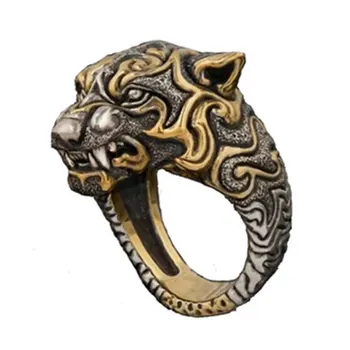 Boho Vintage Gold Leopard Galvą Žiedas Vyrams, Hip-Hop, Rokas Viking Tigras Sniege Dviratininkas Žiedai Moterims Unikalus Jubiliejus, Dovanos, Papuošalai
