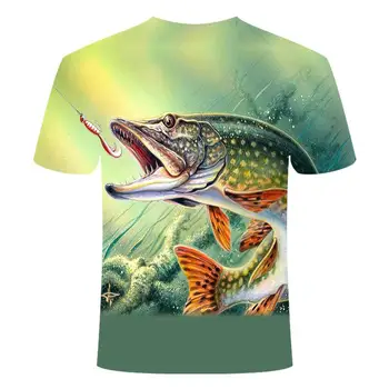 Vasaros Vėliau kaip 2021 M. Žuvų Lauko T-Shirt Vyrams Cool 3D Spausdinimo Žvejybos Vyrai Trumpas Viršūnes Apykaklės Atsitiktinis Vyrų Žvejybos T-Shirt Poissons