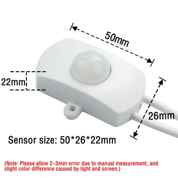 1Pc PIR Kūno Infraraudonųjų spindulių Judesio Jutiklis Auto On/Off Mini LED Žmogaus Detektorių, USB Jungiklis Spinta Koridoriuje, Vonios kambaryje DC 5V-24V 2A