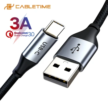 CABLETIME NAUJĄ Premium USB Tipas-C USB3.0 ESU Kabelis 5Gbps Krovimo ir Sinchronizavimo su Nailono Striukė Huawei Mate 30/20/10 30/20/10 C021
