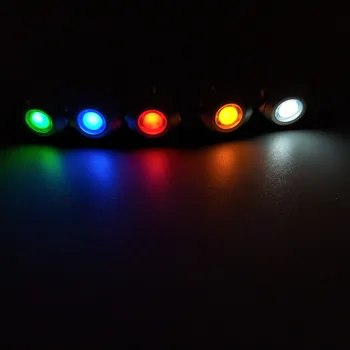 1pcs 12mm Plokščia galva LED Metalo lemputė 12mm atsparumas vandeniui Signalo 6 v lemputė 12V 24V 220v su viela raudona geltona mėlyna žalia balta