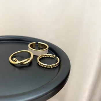 Bohemijos 3pcs/set Balto Emalio Turas Metalo Žiedas Rinkiniai Geometrinis Twist Atidarykite Reguliuojamas Žiedai Rinkiniai Moterims Mergina, Papuošalai, Dovanos