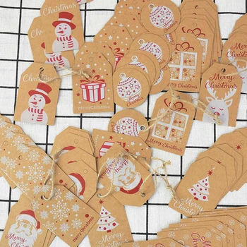 100vnt Sumaišyti Linksmų Kalėdų Serija Tags Su 10M Kanapių Virvė Kalėdų Medžio Sniego Kraft Popieriaus Etiketė Naujųjų Metų Kalėdų Dovanų Dėžutėje Žymės