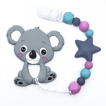 BOBO.LAUKE Silikono Teether Žindukas Grandinės Įrašą Silikono Teether Koala Baby Shower Dovana Kramtyti Karoliai Silikono granulių BPA Free