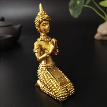 Aukso Meditacija Budos Statula Tailandas Budos Skulptūros Figūrėlės Dervos Amatų Ornamentu Namų, Sodo Vazonas Apdaila
