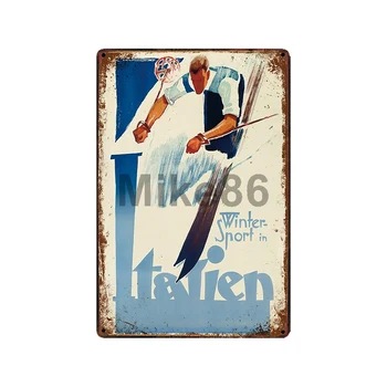 [ Mike86 ] Slidinėjimo kelionės miesto Tin Pasirašyti Vintage Store Retro Geležies Tapybos plakatus 20*30 CM, LT-1836