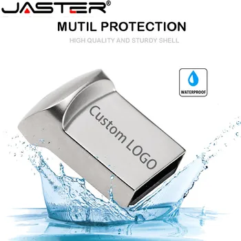 JASTER Super Mini Sidabro spalvos Metalo Nešiojamų USB2.0 Flash Drive 4GB 8GB 16GB 32GB 64GB 128 GB Black Išorės Saugojimo Memory Stick