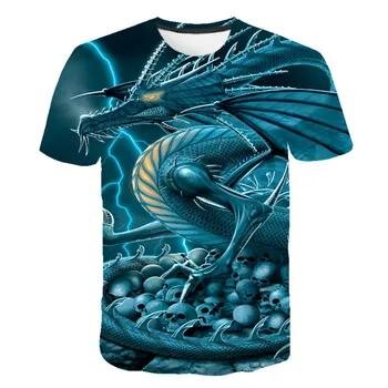 VASAROS 2020 M., NAUJAS! Apvalios Kaklo Siaubo Kaukolę, vyriški T-shirt 3D Spausdinimo marškinėliai populiariausi Žvaigždėtas Dangus Abstrakčiai Dragon marškinėliai Drabužių
