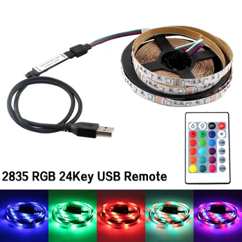 Lanksti RGB LED Juosta USB 5V Led Šviesos Juostelės SMD 2835 60leds/m 5M Apšvietimo TV Lempos LedStrip Šviesos Lempos Juosta Diodų Juostelės