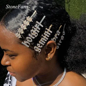 Stonefans Ins Stiliaus Žvaigždynas kalnų krištolas Plaukų Pin Moterų Žavesio Bling Kristalų Žodžio Raidę Plaukų Clips Žiburių Priedai