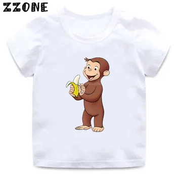 2020 Naujas Vasaros Kūdikių Berniukų marškinėliai Curious George Animacinių filmų Spausdinimo Vaikų Marškinėliai Juokingas Beždžionė Vaikų Mergaičių Viršūnes Drabužiai
