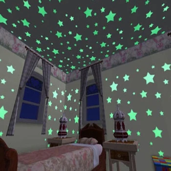 50pcs 3D Žvaigždžių Šviesos Tamsoje Švyti Lipdukai Liuminescencinės Pvc Sienos Menas Namų Lipdukai Vaikų Kambario Lubų, Sienų Apdailai