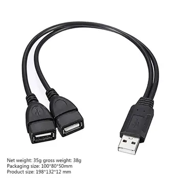 Nešiojamų Duomenų Kabeliai 30cm USB2.0 Dual USB Vyrų Karšto Pardavimo Patvarus Paprastas Kietas Moterų Y Splitter HUB ilgiklis