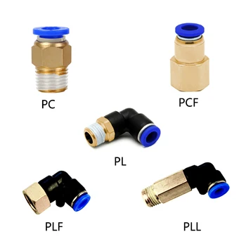 1PC Pneumatinė jungtis PC/PCF/PL/PLF/PLL 4mm-12mm montavimo sriegis 1/8