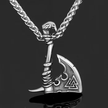 Vyrai Nerūdijančio plieno Viking Valknut Amuletas Kirvis Karoliai Pakabukas