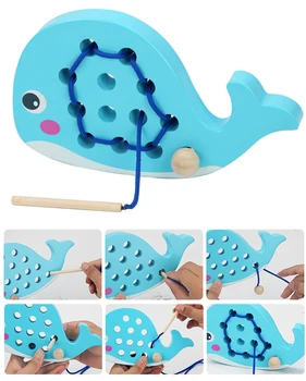 Dėlionė Medinė Žaislų Threading Žaidimas Vabzdžių Dėvėti Virvę Įdomu Širdys Valgyti Vaisių, Obuolių Kopijuoti Montessori Ankstyvojo Lavinimo Žaislai