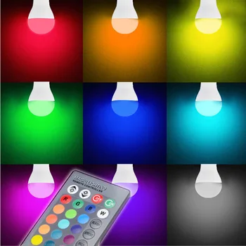 E27 E14 LED Lemputės RGB Lempos 110V, 220V 3W 5W 10W 15W RGBW RGBWW Pritemdomi RGB LED Spot Light Bulb 16 Spalvų, su ir SPINDULIŲ Nuotolinio Valdymo