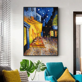 Van Gogh Žinomų Naftos Tapyba Spausdinti Plakato Kavinė, Terasa Naktį Atgaminti Drobė Sienos Menas Nuotraukas Kambarį Apdaila