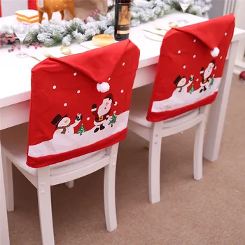 Noel Santa Claus ir Kalėdų neaustinių Vakarienės Stalo Red Hat Kėdės Nugaros Apima Kalėdos Kalėdų Dekoracijas Namuose Naujųjų Metų Dekoras