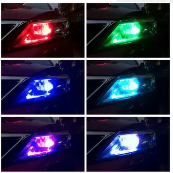 2VNT LED RGB T10 6SMD Nuotolinio Valdymo Spalvos Lemputė, Stovėjimo Žibintas Automobilių Lengvųjų Automobilių Apdailos Šviesos Dekoratyvinės Lempos Automobilių Reikmenys