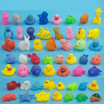20Pcs/pak Sumaišyti Gyvūnų Plaukimas Vandens Žaislai Gumos Ančių Plaukti Išspausti Garso Plovimo Vonios Žaislai Vaikams mokomieji Žaislai