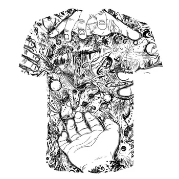 Psychedelic Anime 3D Atspausdintas T-shirt Grafiti marškinėliai Vyrams Populiarus Drabužių Juokinga Vertus trumpomis Rankovėmis vyriški Laisvalaikio Viršūnių O-Neck Tee