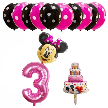 13pcs Gimtadienio Dekoracijas Balionas Mickey Minnie Mouse Folija Ballon Baby Shower Skaičius Balionai Vaikams Žaislas Globos Prekes