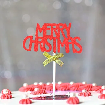 10vnt Kalėdinis Pyragas Apdaila Linksmų Kalėdų Tortas Toppers Aukso Raudona Snaigės Cupcake Topper Kalėdų Šalis Apdaila