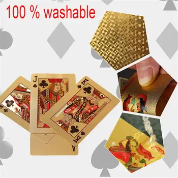 24K Aukso Kortų Pokerio Žaidimas Denio Aukso Folija Pokerio Rinkinys Plastiko Magic Card Patvarus, atsparus Vandeniui Kortų Magija