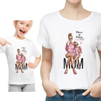 Juokingas Vasaros Šeimai derinti Drabužius Kawaii Baltos spalvos Marškinėlius Atitikimo Motinos Dukra Drabužiai Šeimai Atrodo T-shirt