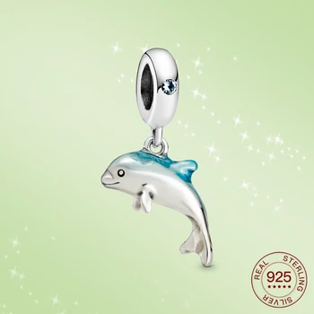 925 sterlingas sidabro Jūros delfinų, banginių shell žavesio Tinka Originalus sidabro Apyrankė Mados Papuošalai Moterims Vasaros dovana