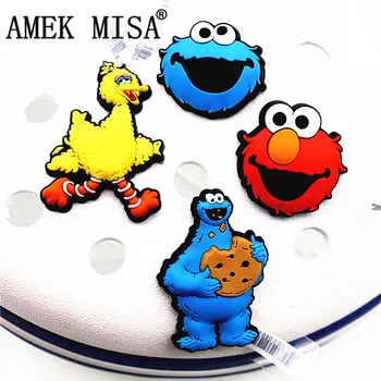 Karšto pardavimo 1pcs Batų Papuošimai 3D Sesame Street Stiliaus Batų Žavesio Elmo/Didelis Paukštis/Cookie Monster Batų Priedai tinka Vaikams Dovanos