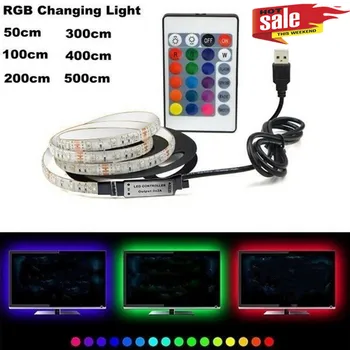 50-300cm USB 5V LED Vandeniui Styginių Šviesos Lempos Kalėdų 16 spalva Lanksti RGB šviesų Juosta Su Nuotolinio Valdymo Juostelės