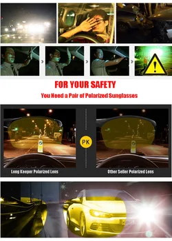 LongKeeper Anti-Glare Geltona Taurės Vyrų, Moterų Poliarizuota Naktinio Matymo Akiniai Nuo Saulės Kniedės Papuošti Klasika, Vairavimo Akiniai Oculos