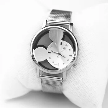 Naują Atsitiktinis Kvarco Žiūrėti kobiet zegarka tuščiaviduriai Su Kristalais Laikrodžiai Moterims, Prabangus Akių Juostos Mickey Moterų Suknelė Laikrodį Dovanų