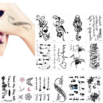 Atsparus vandeniui Laikina Tatuiruotė Lipdukas Chna Katė Plunksnų Gėlių Body Art Tatto 