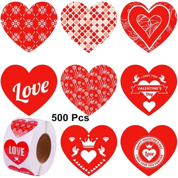 500pcs/roll Valentino Dieną širdies formos Lipduko 